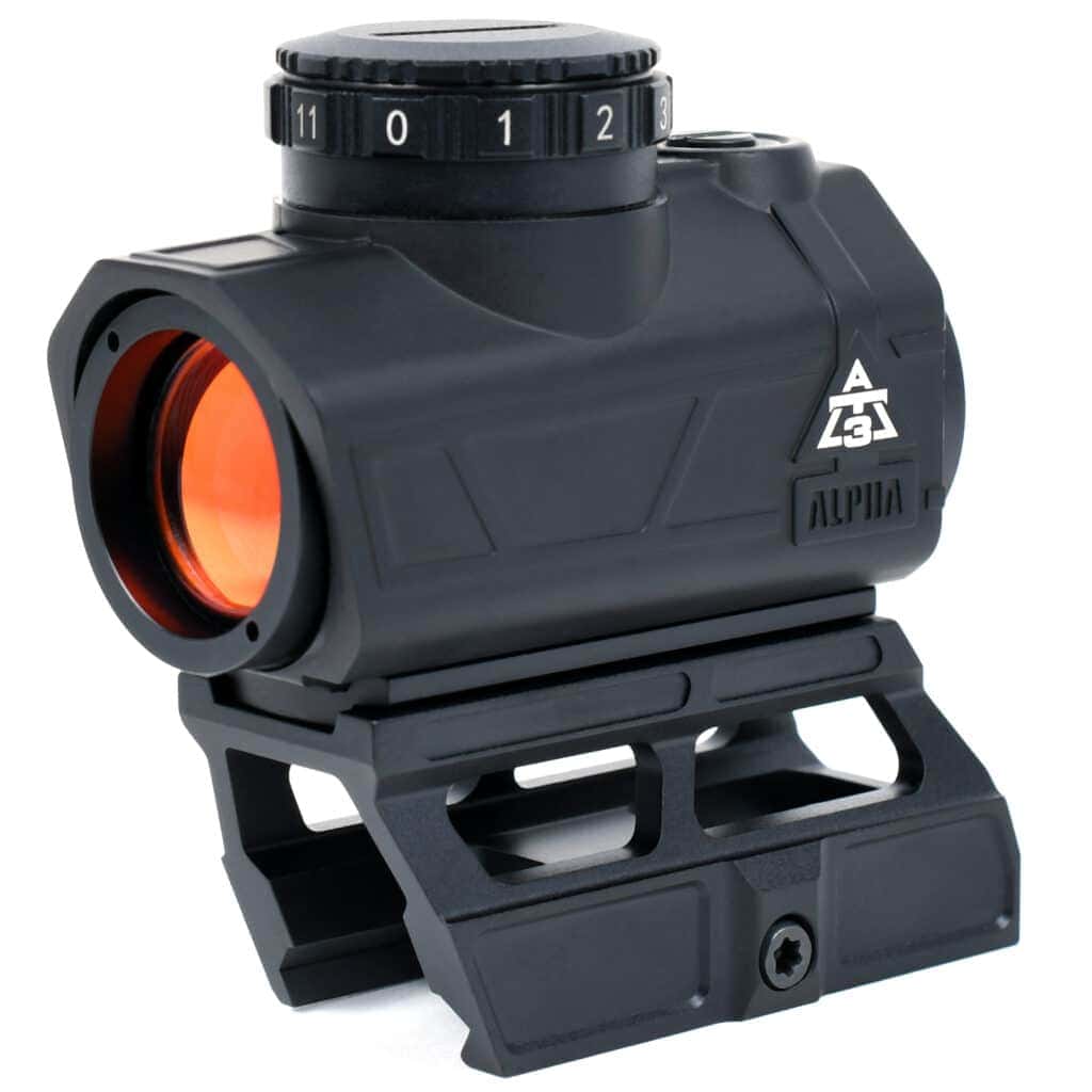 The ALPHA Red Dot Sight features shake awake, flush turrets, and long battery life.