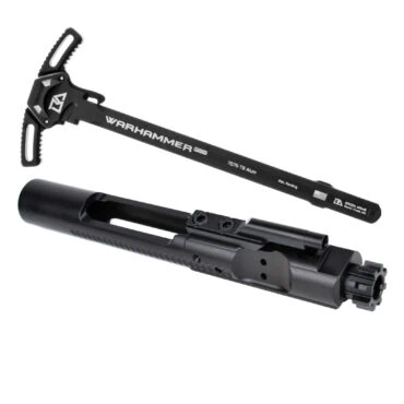 AT3 Tactical Black Nitride 5.56 Bolt Carrier Group with Breek Warhammer AR-15 Charging Handle - Standard Latch - Black
