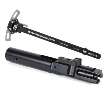 AT3 Tactical Black Nitride 9mm Bolt Carrier Group with Breek Warhammer AR-15 Charging Handle - Micro Latch - Gray