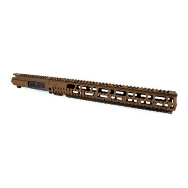 AT3 Tactical Pro Quad Rail Handguard with Slick Side AR-15 Upper Receiver Combo - Burnt Bronze - 15 Inch