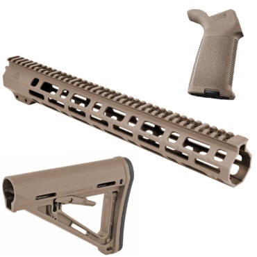 AT3 Tactical SPEAR Furniture Kit with Magpul MOE Grip and Stock - Flat Dark Earth, 15 Inch
