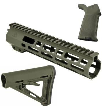 AT3 Tactical SPEAR Furniture Kit with Magpul MOE Grip and Stock - OD Green, 9 Inch