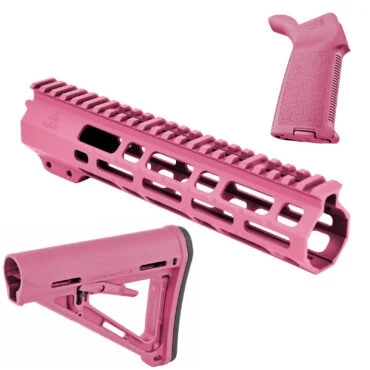 AT3 Tactical SPEAR Furniture Kit with Magpul MOE Grip and Stock - Pink, 9 Inch