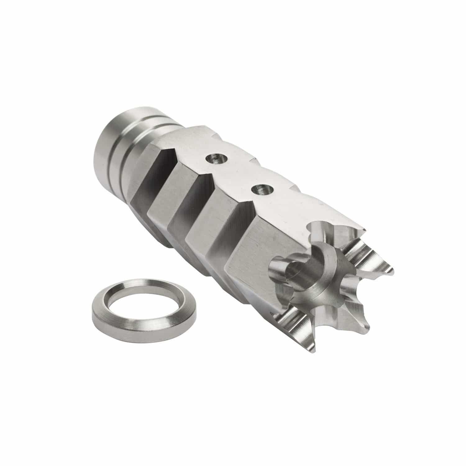 223 Muzzle Brake With Free Crush Washer Stainless Steel 1/2-28 Thread 