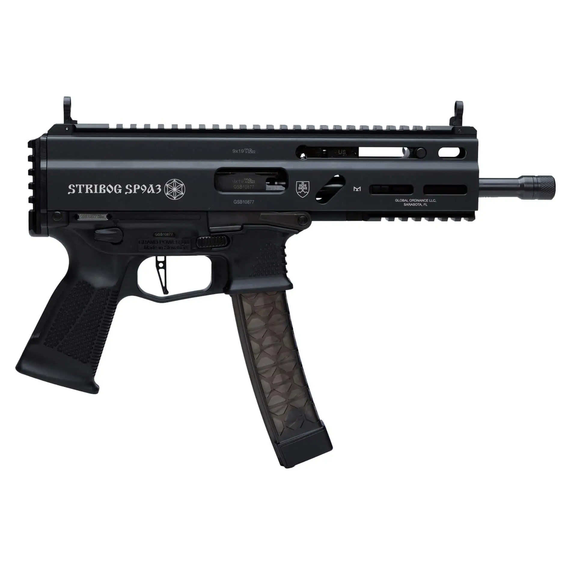 Grand Power Stribog SP9A3 8” 9mm Pistol - 30 Rounds - Roller Delayed