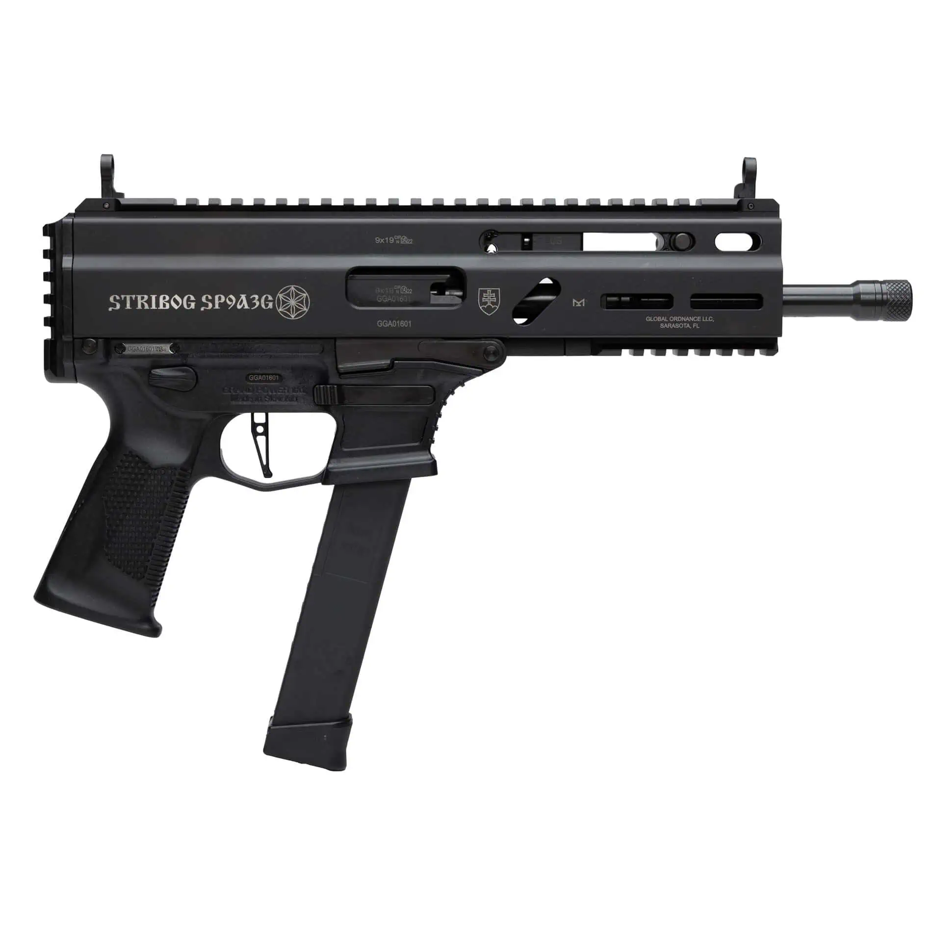 Grand Power Stribog SP9A3G 8” 9mm Pistol - 33 Rounds - Glock Mag Compatible - Roller Delayed