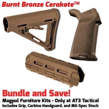 Magpul Furniture Kit with MOE Buttstock, Pistol Grip, and Carbine Handguard in Burnt Bronze Cerakote
