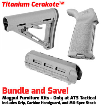 Magpul Furniture Kit with MOE Buttstock, Pistol Grip, and Carbine Handguard in Titanium Cerakote