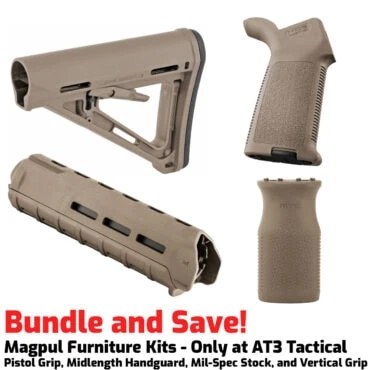 Magpul Midlength Furniture Kit with MOE Buttstock, Pistol Grip, Carbine Handguard, and Vertical Foregrip - Flat Dark Earth