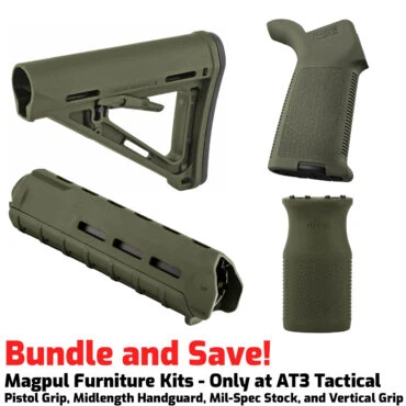 Magpul Midlength Furniture Kit with MOE Buttstock, Pistol Grip, Carbine Handguard, and Vertical Foregrip - OD Green