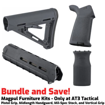 Magpul Midlength Furniture Kit with MOE Buttstock, Pistol Grip, Carbine Handguard, and Vertical Foregrip - Stealth Grey