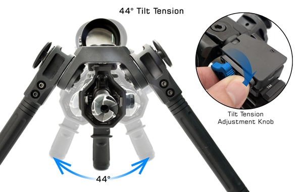 44 degree tilt features a tension lever to keep your base stable