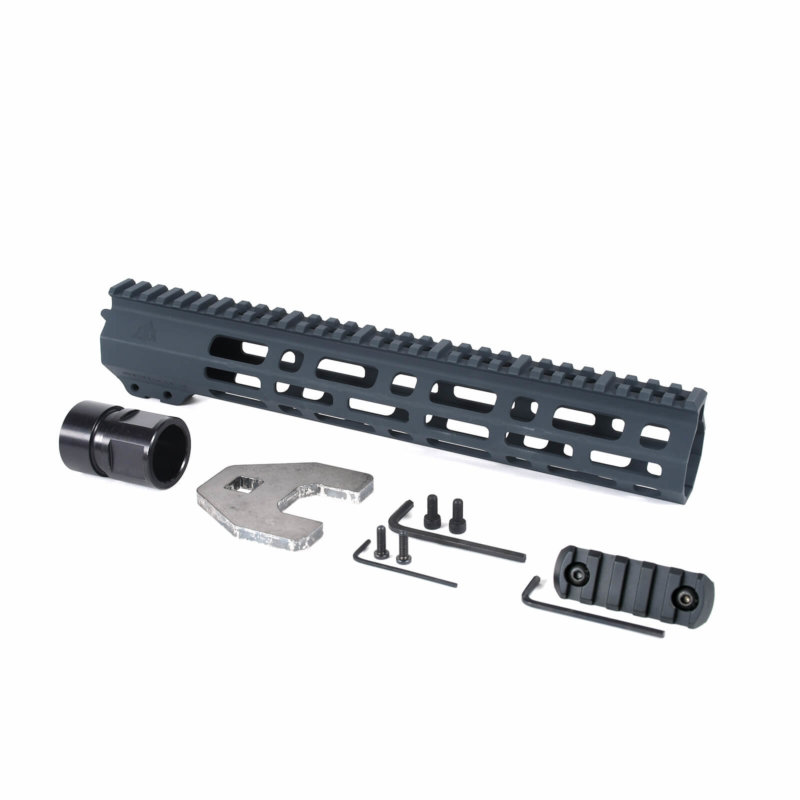 AT3 Tactical Spear M-LOK Free Float Handguard Stealth Grey 12 Inch with Barrel Nut, 5 Slot Rail, and Hardware