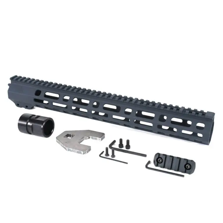 AT3 Tactical Spear M-LOK Free Float Handguard Stealth Grey 15 Inch with Barrel Nut, 5 Slot Rail, and Hardware