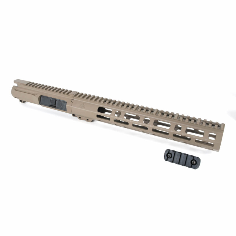 AT3 Tactical Spear M-LOK Free Float Handguard 9 Inch with Slick Side Billet Upper Receiver FDE 12 Inch