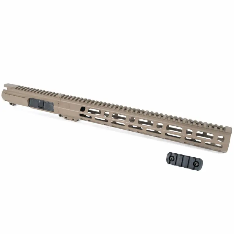 AT3 Tactical Spear M-LOK Free Float Handguard 9 Inch with Slick Side Billet Upper Receiver FDE 15 Inch