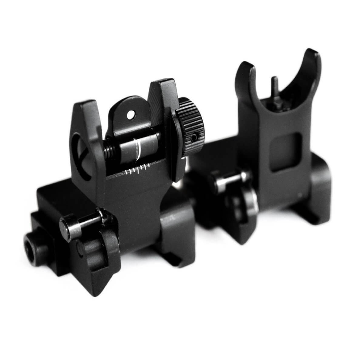 Low Profile Flip-up Metal Tactical Sight Folding Iron Sights Front and Rear Set 