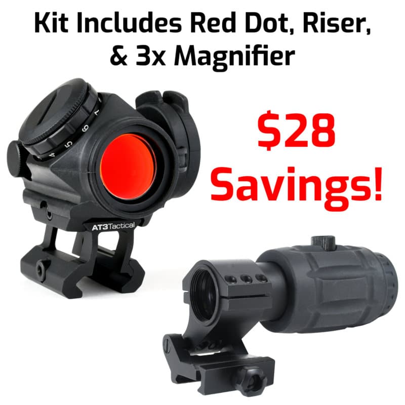At3™ Magnified Red Dot Kit Ar 15 Red Dot Sight Riser And 3x Magnifier
