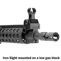Troy AR 15 Iron Sight mounted on a low gas block